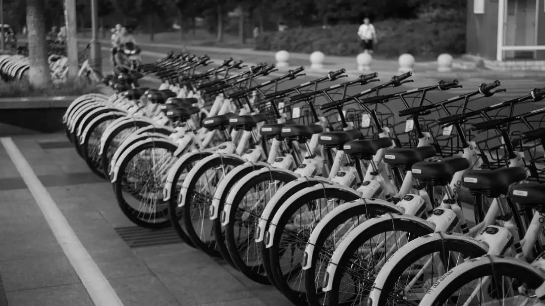 Bicycles at bike sharing station